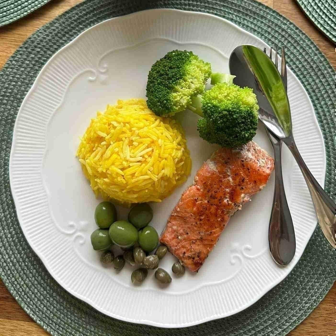 Salmon with Saffron Rice