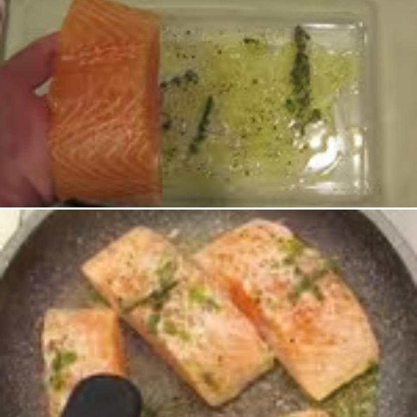 Preparing the salmon