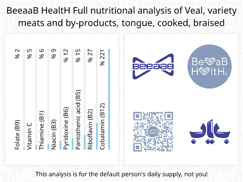 BeeaaB HealtH Analisi nutrizionale completa di Lingua di vitello lessa