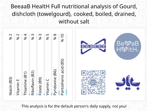 BeeaaB HealtH Analisi nutrizionale completa di Zucca dishcloth (towelgourd) bollita senza sale