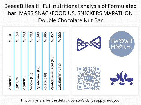 BeeaaB HealtH Analisi nutrizionale completa di Cioccolato doppio con noci, marchio Snickers