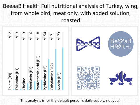 BeeaaB HealtH Analisi nutrizionale completa di Ali di tacchino lavorate con soluzione salina alla griglia
