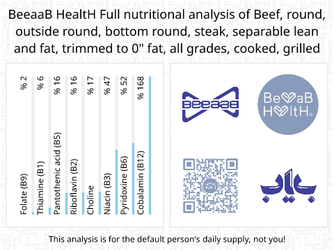 BeeaaB HealtH Analisi nutrizionale completa di Bistecca di muscolo sottogola di manzo grigliata