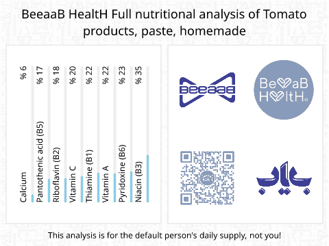 BeeaaB HealtH nutritional analysis of Tomato products, paste, homemade