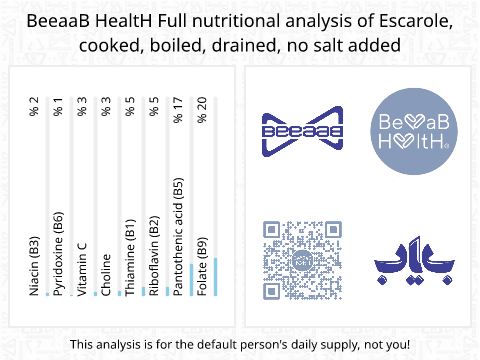 BeeaaB HealtH Analisi nutrizionale completa di Indivia Belga bollita senza sale