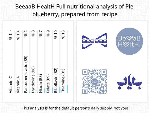 BeeaaB HealtH Analisi nutrizionale completa di Pie alla mirtilli