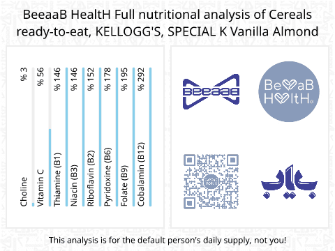 BeeaaB HealtH Analisi nutrizionale completa di Seriali della colazione con mandorle e vaniglia della Special K
