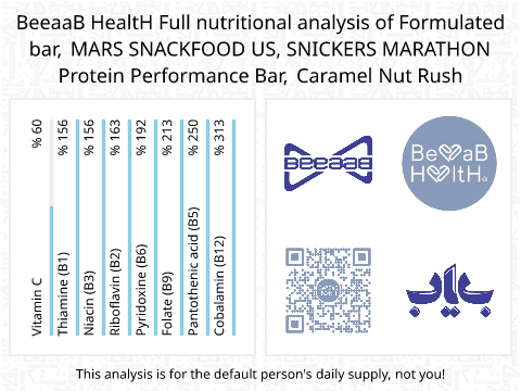 BeeaaB HealtH Analisi nutrizionale completa di Barretta proteica con caramello e noci marchio Snickers