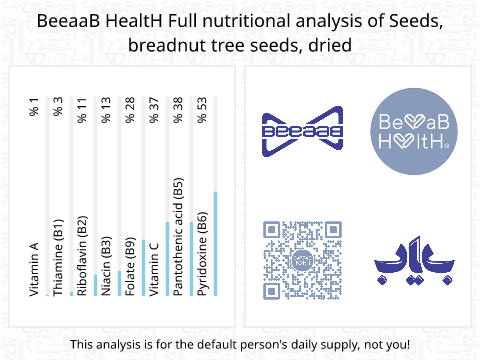 BeeaaB HealtH Analisi nutrizionale completa di Semi di albero del pane secchi