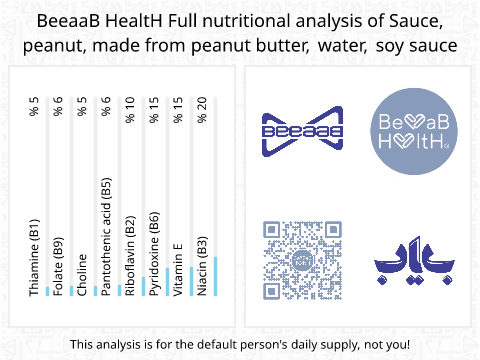 BeeaaB HealtH Analisi nutrizionale completa di Salsa al burro di arachidi con burro di arachidi, acqua e salsa di soia