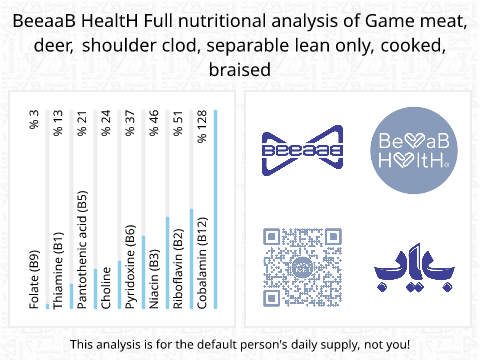 BeeaaB HealtH Analisi nutrizionale completa di Marrow di spalla di cervo cotto al vapore