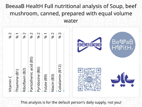 BeeaaB HealtH Analisi nutrizionale completa di Zuppa di funghi e carne in scatola