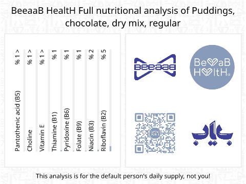 BeeaaB HealtH Analisi nutrizionale completa di Chocolate Pudding Powder