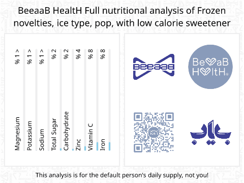 BeeaaB HealtH Analisi nutrizionale completa di Gelato alla barra con dolcificante a basso contenuto calorico