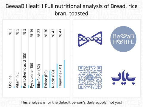 BeeaaB HealtH nutritional analysis of Bread, rice bran, toasted