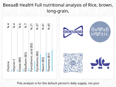 BeeaaB HealtH Analisi nutrizionale completa di Riso integrale a grano lungo crudo