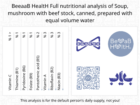 BeeaaB HealtH Analisi nutrizionale completa di Zuppa di funghi con estratto di carne in scatola