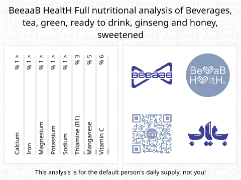 BeeaaB HealtH Analisi nutrizionale completa di Tè verde con ginseng e miele