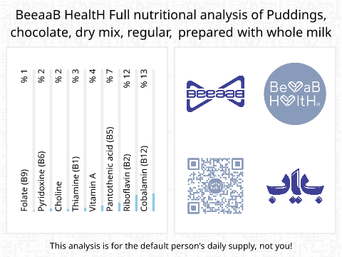 BeeaaB HealtH Analisi nutrizionale completa di Chocolate Pudding Powder with Whole Milk