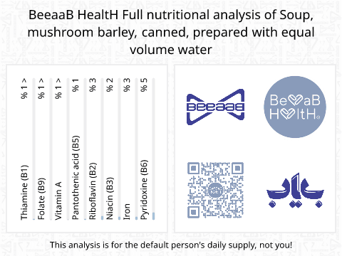 BeeaaB HealtH Analisi nutrizionale completa di Zuppa di funghi e avena in scatola